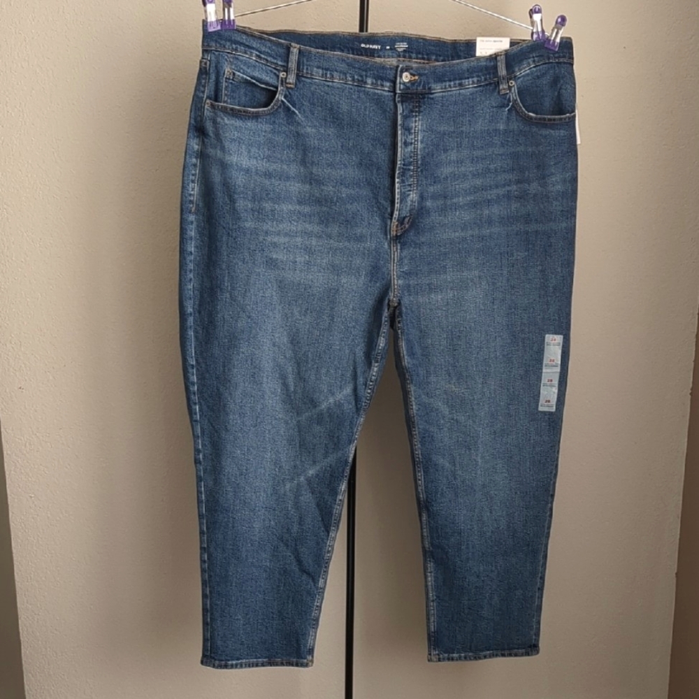 Old Navy Sky-Hi Extra High Rise Straight Medium Wash Stretch Jean Plus Sz 28